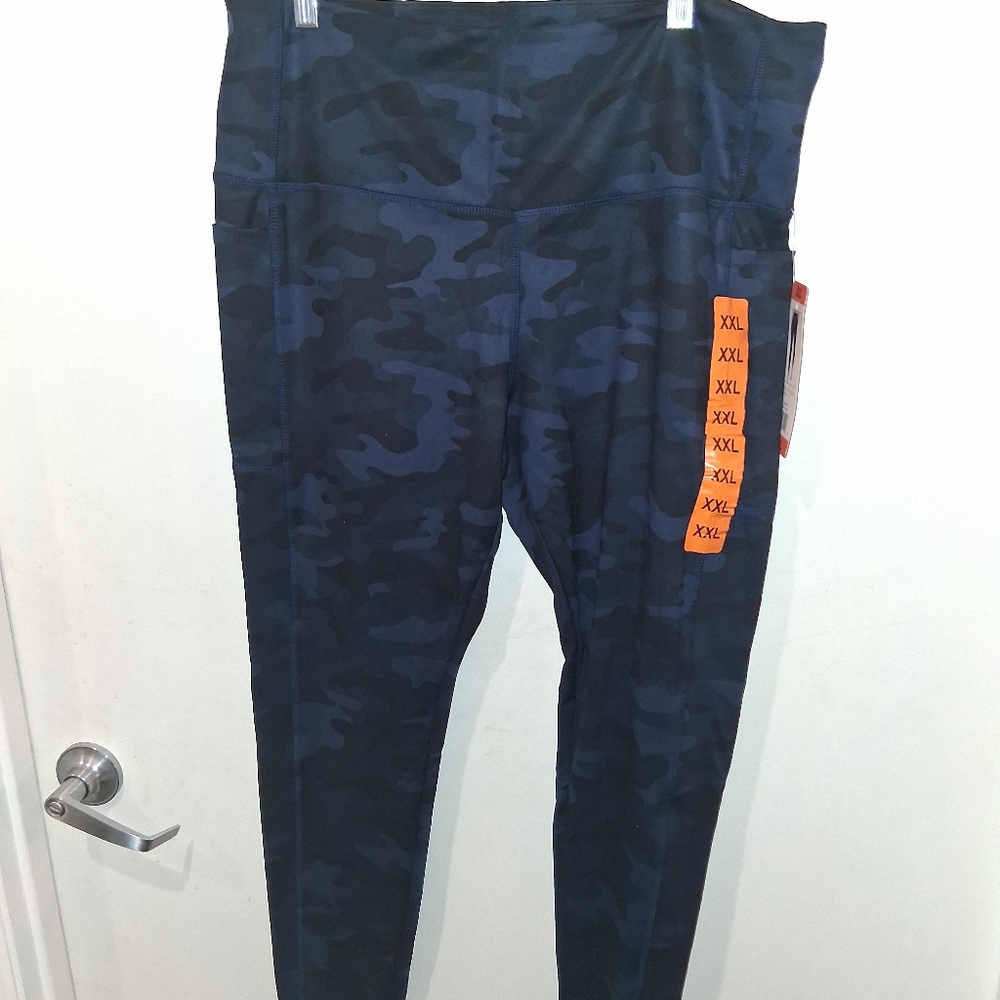 Womens Danskin Blue Camo Leggings Size XXL
